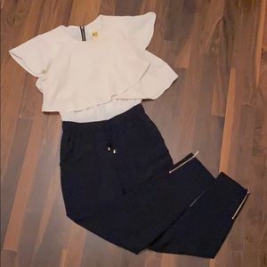 Ted Baker Jumpsuit - Cream and Navy